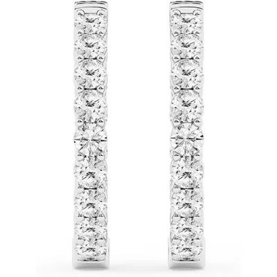 Brilliant Diamond 2.00 Carat Round Lab Grown Inside Out Diamond Hoop Earrings In Sterling Silver In ["white","silver Tone"]