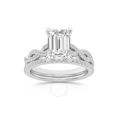 Brilliant Diamond 2.38 Carat Emerald Diamond Twist Bridal Set For Women | Lab Grown Diamond Engageme In White
