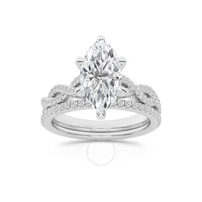 Brilliant Diamond 2.38 Carat Marquise Diamond Twist Bridal Set For Women | Lab Grown Diamond Engagem In White