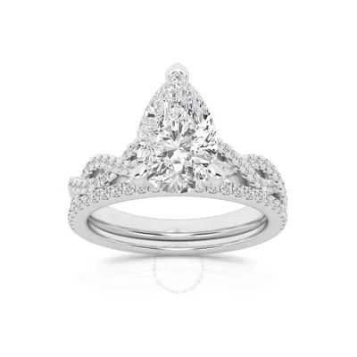Brilliant Diamond 2.38 Carat Pear Diamond Twist Bridal Set For Women | Lab Grown Diamond Engagement  In White