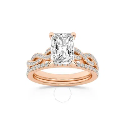 Brilliant Diamond 2.38 Carat Radiant Diamond Twist Bridal Set For Women | Lab Grown Diamond Engageme In Pink