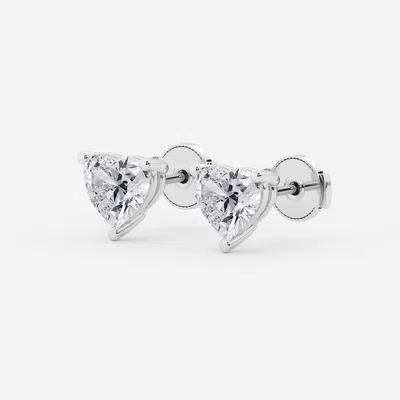 Brilliant Diamond 2.50 Ctw Lab Grown Diamond Heart Stud Earrings In 14k White Gold In ["white"]