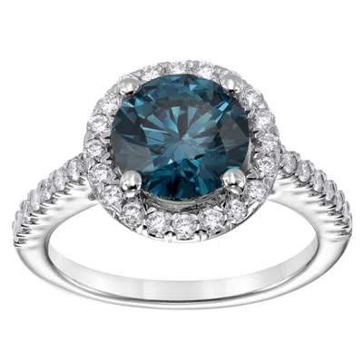 Brilliant Diamond 2.75 Carat 14k White Gold Round Cut Lab Grown Diamond Halo Engagement Ring For Wom