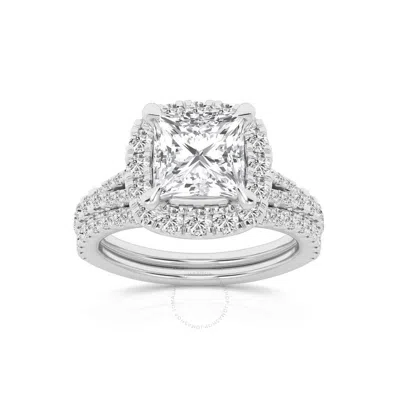Brilliant Diamond 2.75 Carat Princess Diamond Halo Bridal Set For Women | Lab Grown Diamond Engageme In White