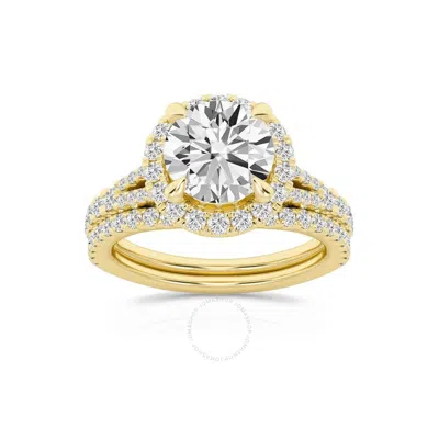 Brilliant Diamond 2.75 Carat Round Diamond Halo Bridal Set For Women | Lab Grown Diamond Engagement  In Yellow
