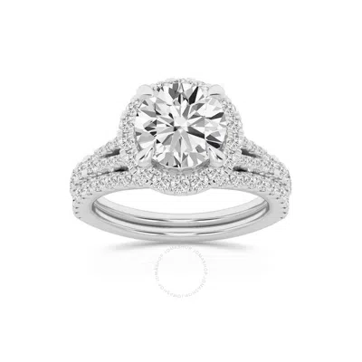 Brilliant Diamond 2.75 Carat Round Diamond Halo Bridal Set For Women | Lab Grown Diamond Engagement  In White