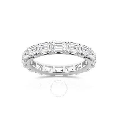 Brilliant Diamond 3 Carat East-west Emerald Cut Lab Grown Diamond Eternity Band For Women | 14k Whit In White