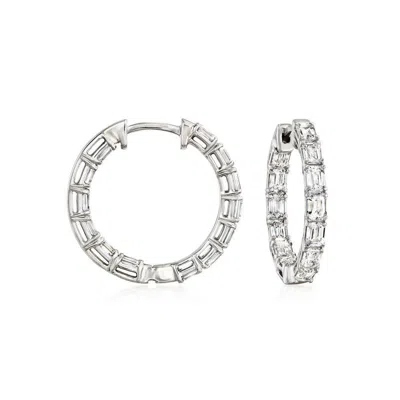 Brilliant Diamond 3 Carat Emerald Cut Lab Grown Inside Out Diamond Hoop Earrings In 14k White Gold