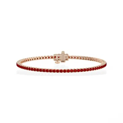 Brilliant Diamond 3 Carat Lab Created Ruby Tennis Bracelet In 14k Rose Gold Plated In ["pink","gold Tone","rose Gold Tone","silver Tone","red"]
