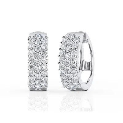 Brilliant Diamond 3 Carat Lab Grown Diamond Cluster Hoop Earrings In Sterling Silver In ["white","silver Tone"]