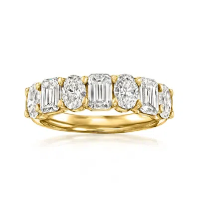 Brilliant Diamond 3 Carat Oval & Emerald Lab Grown Diamond Wedding Band In 14k Yellow Gold