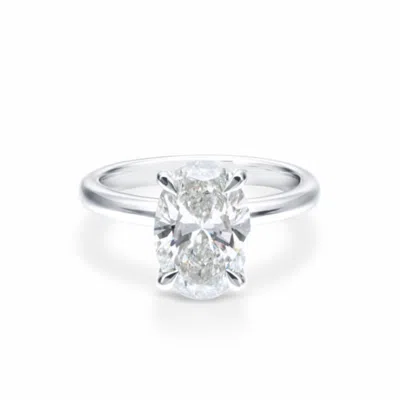 Brilliant Diamond 3 Carat Oval Lab Grown Solitaire Diamond Engagement Ring In 14k White Gold
