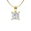 Brilliant Diamond 3 Carat Princess Lab Grown Diamond Solitaire Pendant In 14k Yellow Gold In Yellow