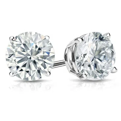 Brilliant Diamond 3 Carat Round Lab Grown Diamond Stud Earrings In 14k White Gold