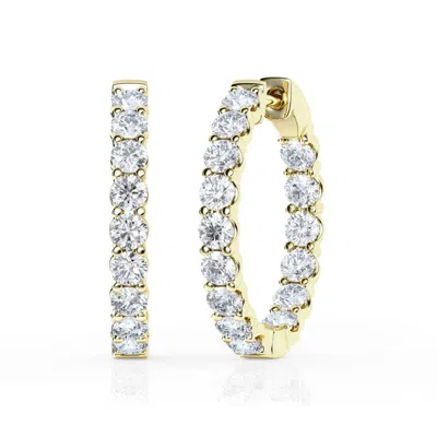 Brilliant Diamond 3 Carat Round Lab Grown Inside Out Diamond Huggie Hoop Earrings In ["yellow","gold Tone"]