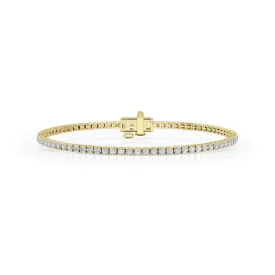 Brilliant Diamond 3 Cttw Round Lab Grown Diamond Tennis Bracelet In 14k Yellow Gold-plated Over Ster In ["yellow","gold Tone","silver Tone"]