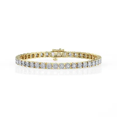 Brilliant Diamond 3 Cttw Round Lab Grown Diamond Tennis Bracelet In 14k Yellow Gold-plated Over Ster In ["yellow","gold Tone","silver Tone"]