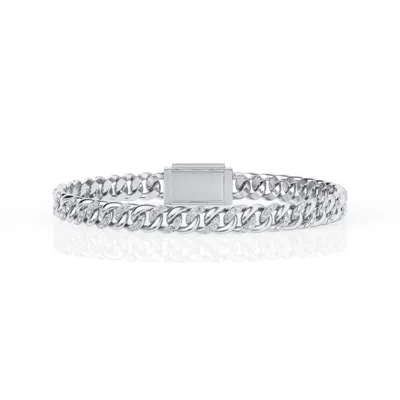 Brilliant Diamond 3 Ctw Round Lab Grown Diamond Cuban Link Bracelet For Men In ["white","silver Tone"]