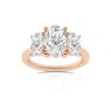 Brilliant Diamond 3.00 Carat Oval Cut Lab Grown Diamond  3 Stone Engagement Ring For Women 14k Rose