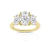 Brilliant Diamond 3.00 Carat Oval Cut Lab Grown Diamond  3 Stone Engagement Ring For Women 14k Yello