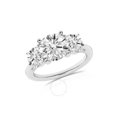 Brilliant Diamond 3.00 Carat Round Cut Lab Grown Diamond  3 Stone Engagement Ring For Women 14k Whit In White