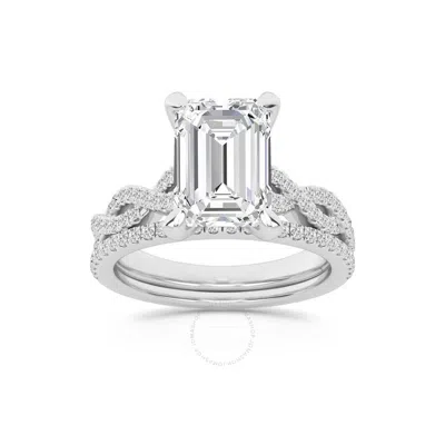 Brilliant Diamond 3.38 Carat Emerald Diamond Twist Bridal Set For Women | Lab Grown Diamond Engageme In White