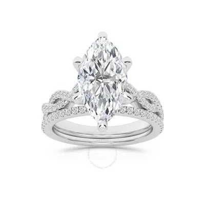 Brilliant Diamond 3.38 Carat Marquise Diamond Twist Bridal Set For Women | Lab Grown Diamond Engagem In White