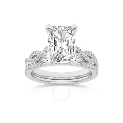 Brilliant Diamond 3.38 Carat Radiant Diamond Twist Bridal Set For Women | Lab Grown Diamond Engageme In Metallic