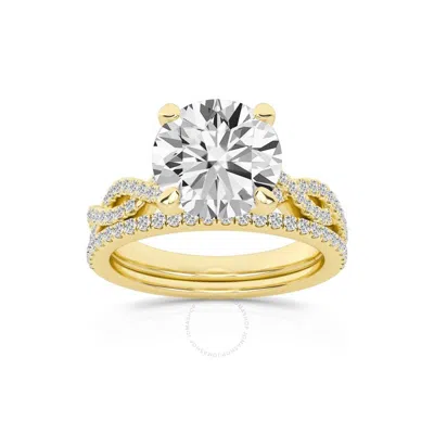 Brilliant Diamond 3.38 Carat Round Diamond Twist Bridal Set For Women | Lab Grown Diamond Engagement In Yellow