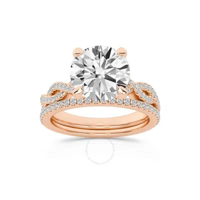 Brilliant Diamond 3.38 Carat Round Diamond Twist Bridal Set For Women | Lab Grown Diamond Engagement In Pink