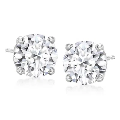 Brilliant Diamond 3.50 Carat Round Cut Lab Grown Diamond Stud Earrings In 14k White Gold