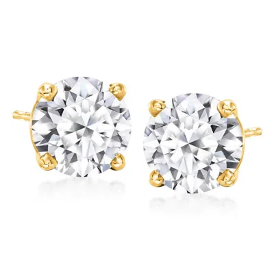 Brilliant Diamond 3.50 Carat Round Cut Lab Grown Diamond Stud Earrings In 14k Yellow Gold