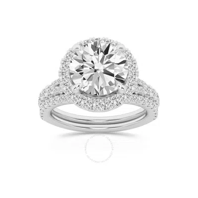 Brilliant Diamond 3.75 Carat Round Diamond Halo Bridal Set For Women | Lab Grown Diamond Engagement  In White