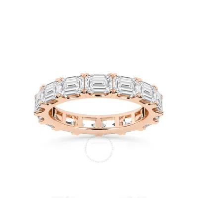 Brilliant Diamond 4 Carat East-west Emerald Cut Lab Grown Diamond Eternity Band For Women | 14k Rose In Pink