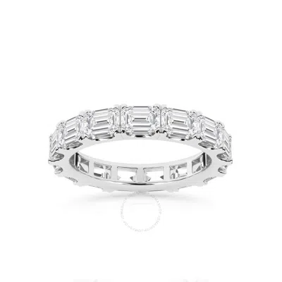 Brilliant Diamond 4 Carat East-west Emerald Cut Lab Grown Diamond Eternity Band For Women | 14k Whit In White