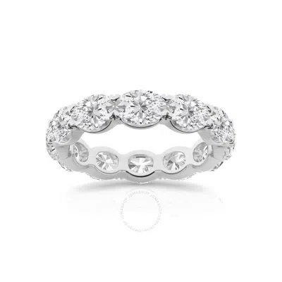 Brilliant Diamond 4 Carat East-west Oval Shape Lab Grown Diamond Eternity Band For Women | 14k White In Metallic