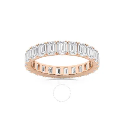 Brilliant Diamond 4 Carat Emerald Lab Grown Diamond Eternity Band For Women | 14k Rose Gold Wedding  In Pink
