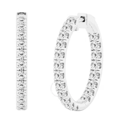Brilliant Diamond 4 Carat Inside-out Lab Grown Diamond Earrings For Women 14k White Gold Hoop Earrin