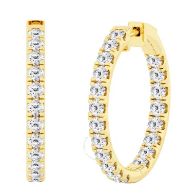 Brilliant Diamond 4 Carat Inside-out Lab Grown Diamond Earrings For Women 14k Yellow Gold Hoop Earri