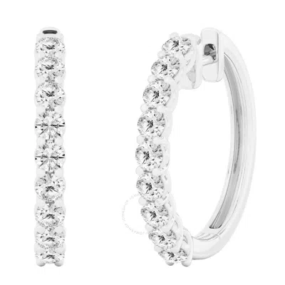 Brilliant Diamond 4 Carat Lab Grown Diamond Earrings For Women 14k White Gold Hoop Earrings | (f-g