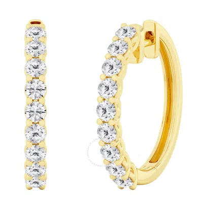 Brilliant Diamond 4 Carat Lab Grown Diamond Earrings For Women 14k Yellow Gold Hoop Earrings | (f-g