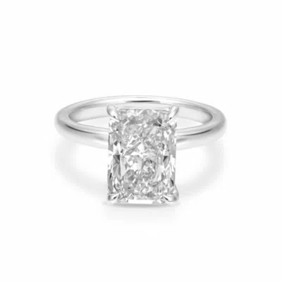 Brilliant Diamond 4 Carat Radiant Lab Grown Solitaire Diamond Engagement Ring In 14k White Gold