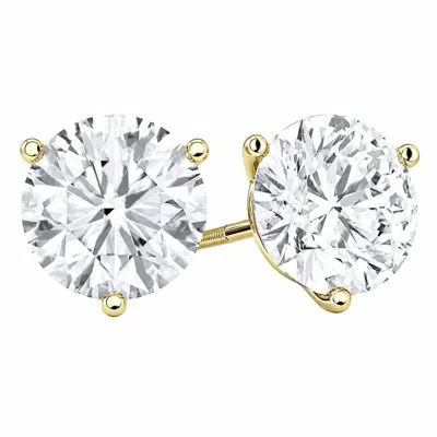 Brilliant Diamond 4 Carat Round Cut Lab Grown Diamond Stud Earrings In ["yellow"]