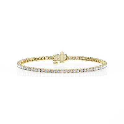 Brilliant Diamond 4 Cttw Round Lab Grown Diamond Tennis Bracelet In 14k Yellow Gold-plated Over Ster In ["yellow","gold Tone","silver Tone"]