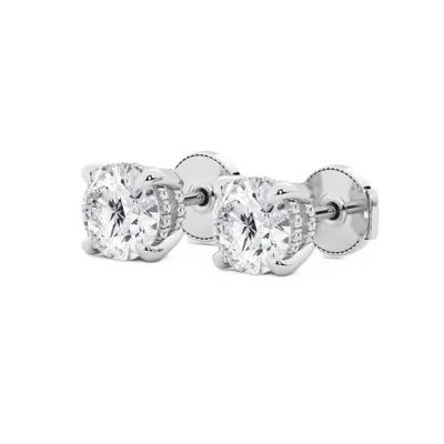 Brilliant Diamond 4 Ctw Round Cut Lab Grown Diamond Stud Earrings In 14k White Gold
