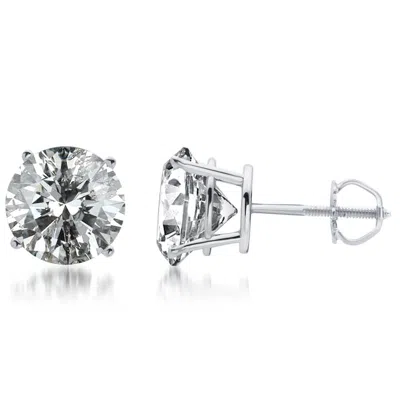 Brilliant Diamond 4.50 Carat Prong Set 14k White Gold Round-cut Lab Grown Diamond Stud Earring (j