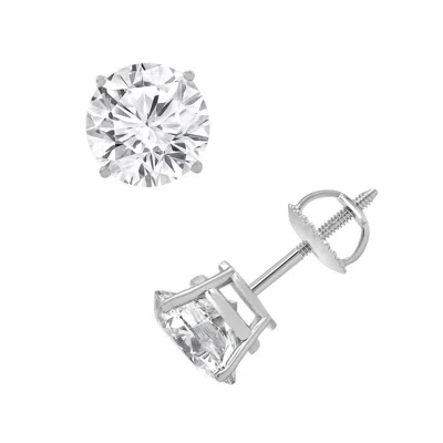 Brilliant Diamond 4.50 Carat Round Lab Grown Diamond Stud Earrings In 14k White Gold
