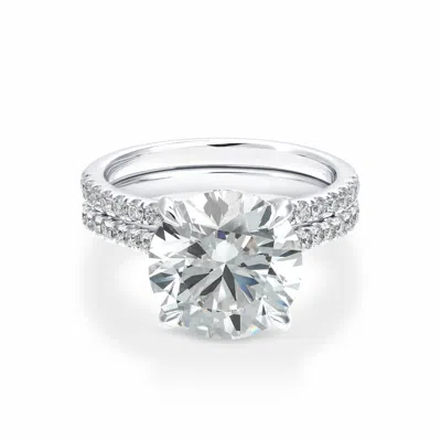 Brilliant Diamond 5 1/2 Carat Round Lab Grown Diamond Wedding Bridal Set In 14k White Gold In Silver