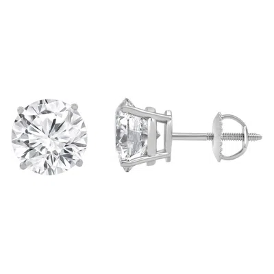 Brilliant Diamond 5 Carat 14k White Gold Round Cut Lab Grown Diamond Stud Push Back Earrings For Wom