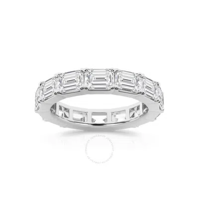 Brilliant Diamond 5 Carat East-west Emerald Cut Lab Grown Diamond Eternity Band For Women | 14k Whit In White